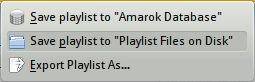Current playlist saving options