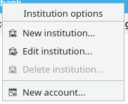 Institution options sub-menu