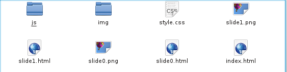 The newly created HTML slideshow folders