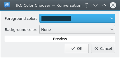 The IRC Color Chooser screen