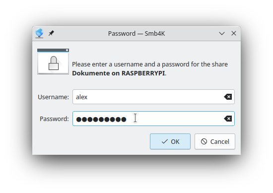 The authentication dialog