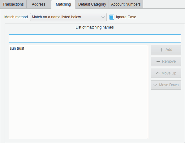 Payee matching details