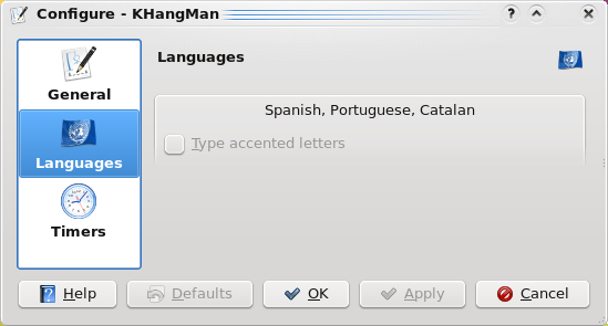 KHangMan Languages Settings