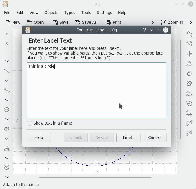 The Text Label Dialog