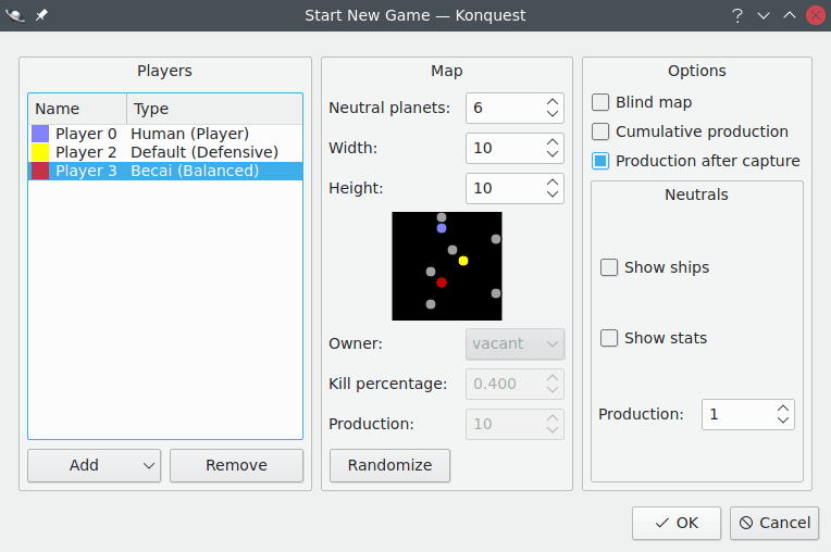 New game dialog of Konquest