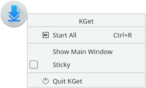 Screenshot of KGet drop target