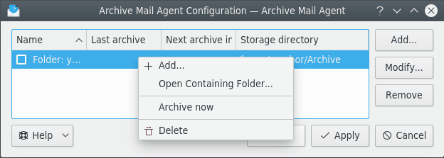 Configure Archive Mail Agent