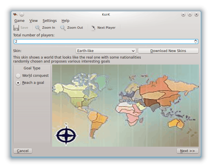 The New Game dialog