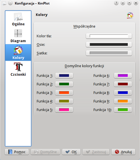 Zrzut ekranu sekcji konfiguracji kolorów