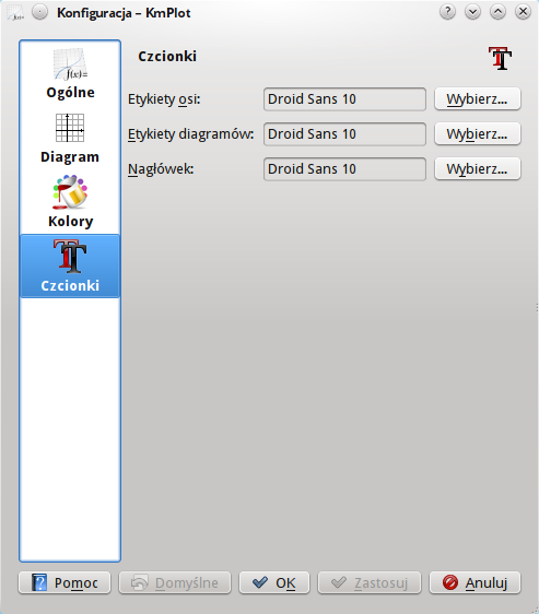 Zrzut ekranu sekcji konfiguracji czcionek