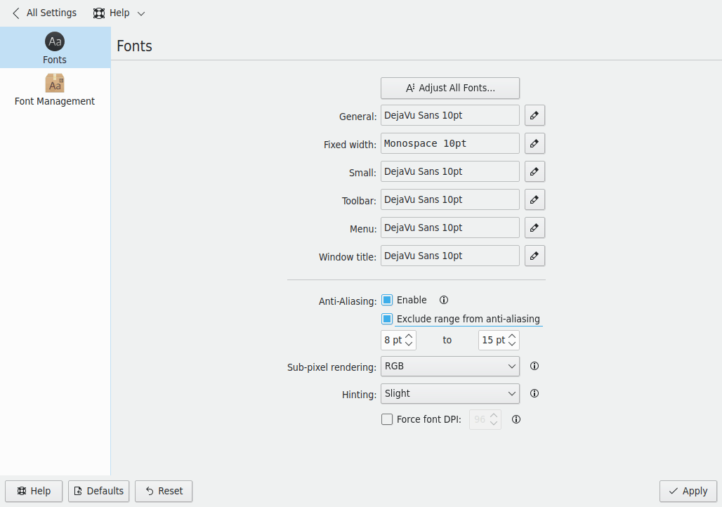 The fonts settings module