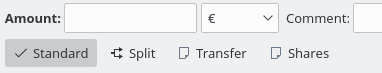 Buttons for showing or hiding the Transactions editing panel.