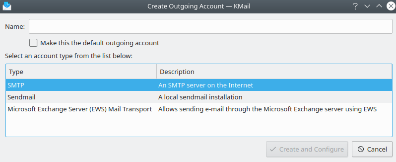 Outgoing account choices