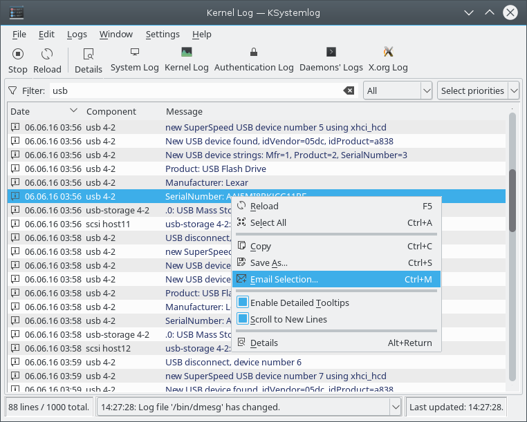 Reading Logs With KSystemLog