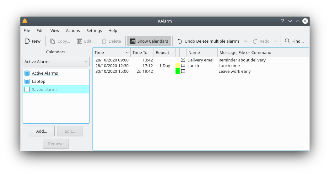 Creating and Manipulating Alarms