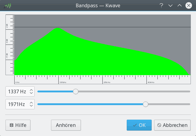 Bildschirmfoto des Bandpassfilter-Moduls