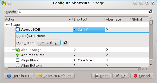 Customizing the shortcuts
