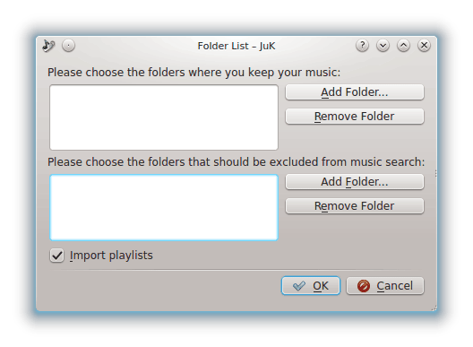 Screenshot of the Manage Folders Dialog.