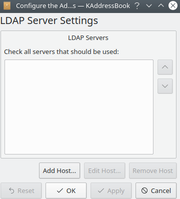 A screenshot of KAddressBook's “Configure LDAP Server” dialog.