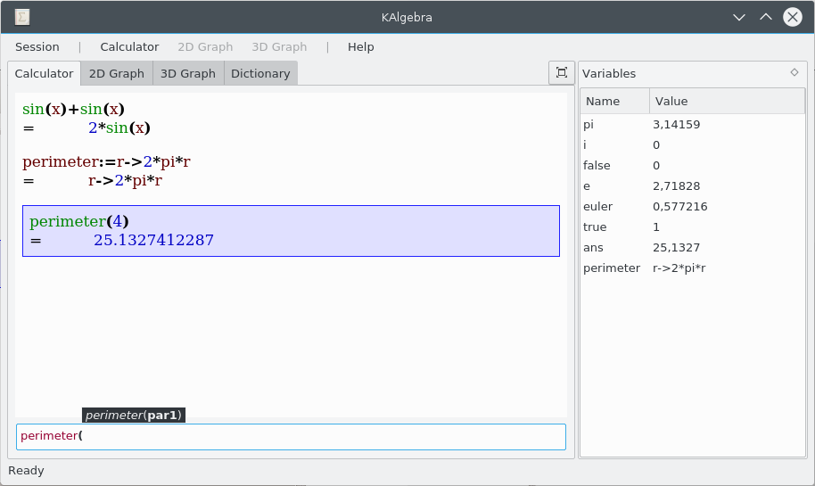 KAlgebra main window