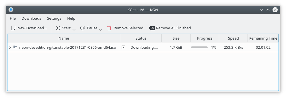 Screenshot of KGet
