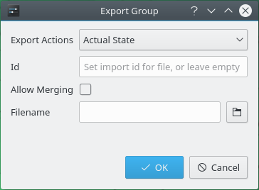 The Export Group dialog.