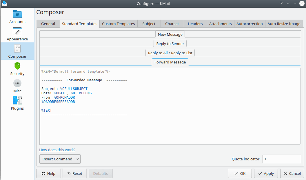 Composer Standard Templates