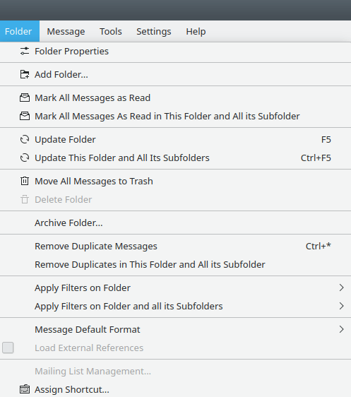 The Folder Menu