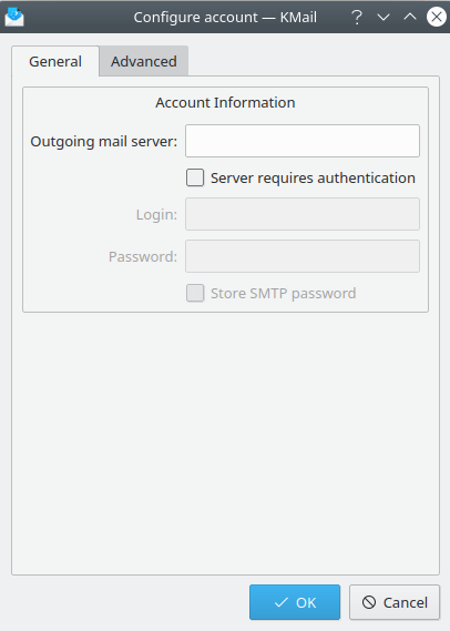 The sending configuration dialog