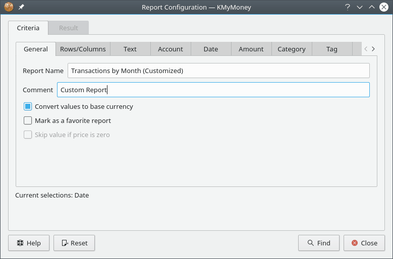 Report Configuration -Report