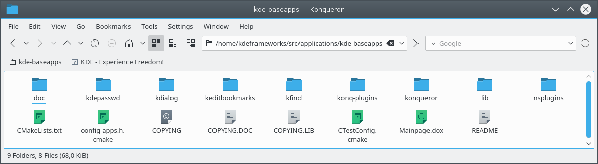 Here's a screenshot of Konqueror