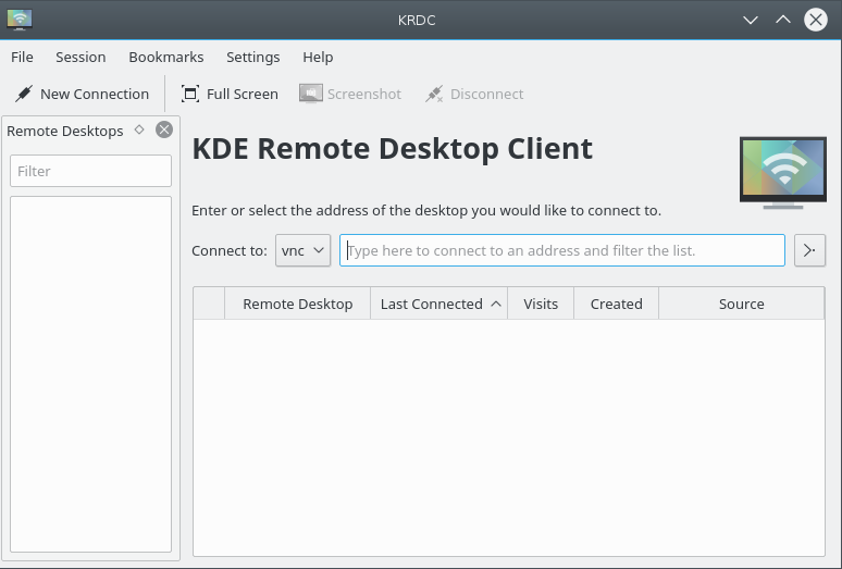 Remote Desktop Connection main window