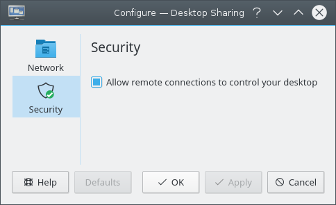 Desktop Sharing Configuration (Security page)