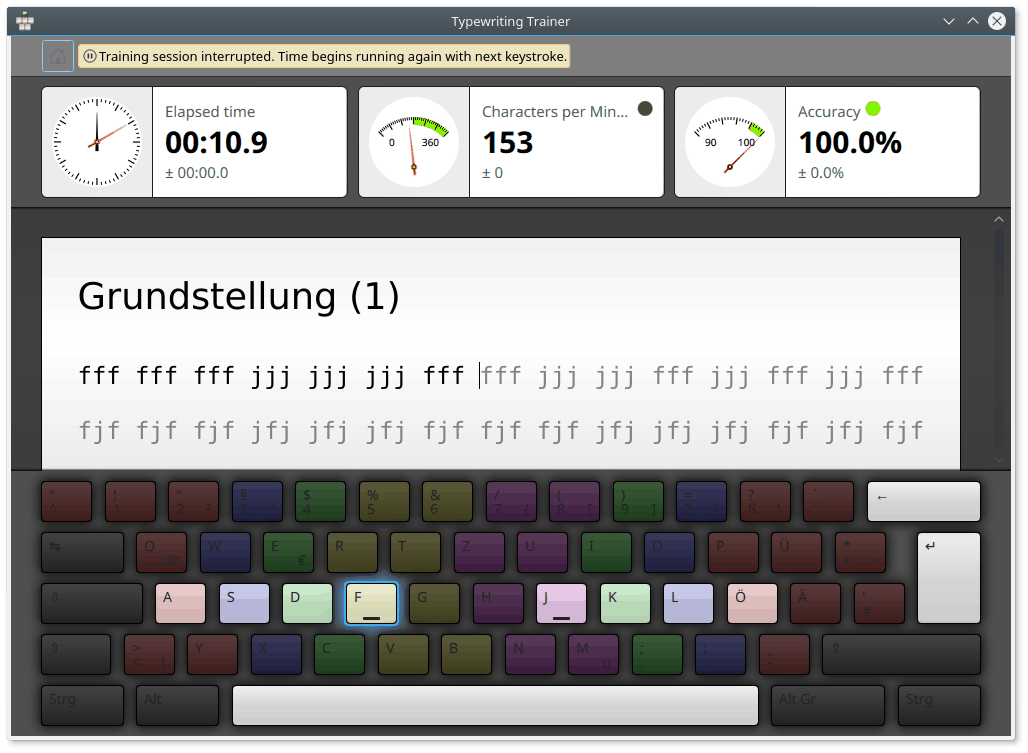 Main screen of Typewriting Trainer
