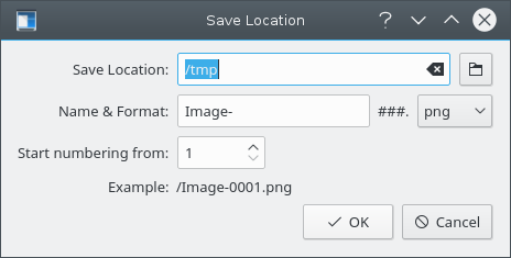 Skanlite Save Location dialog.