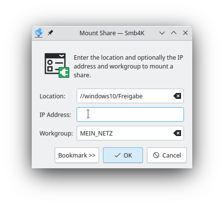 The "Mount Share" dialog