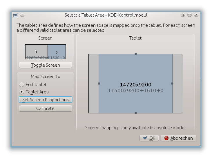 Defining the Tablet Area