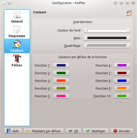 Capture d'écran de la boîte de dialogue des couleurs