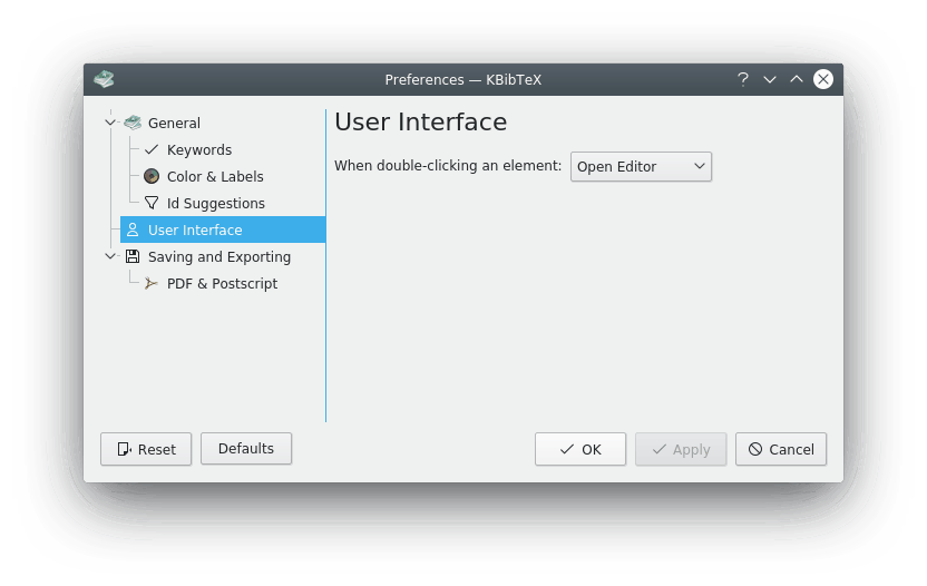 Configurazione dell'interfaccia utente