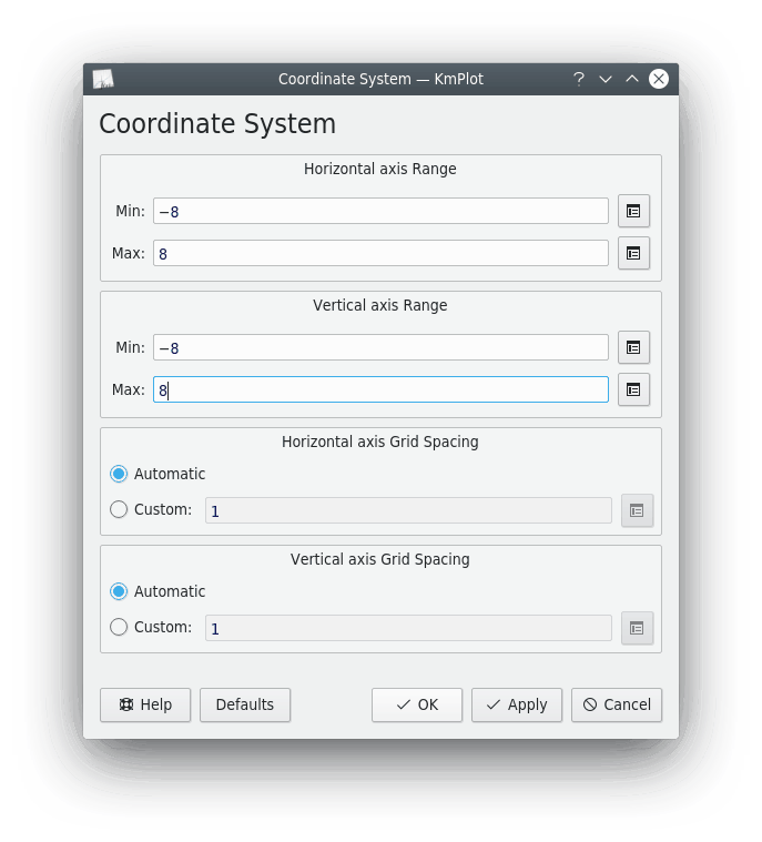 Come appare il modulo per configurare il sistema di coordinate