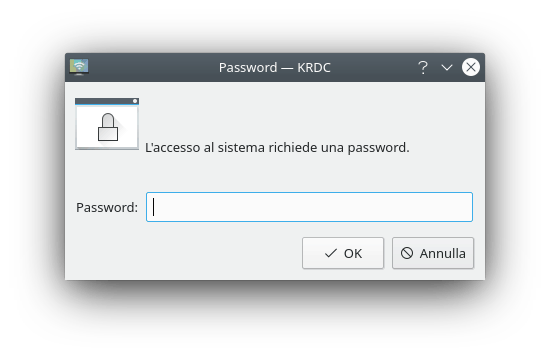 Immissione della password in Remote Desktop Connection