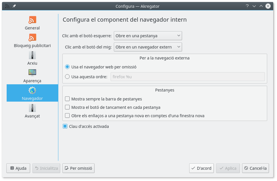 La pestanya Navegador
