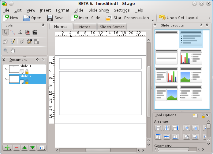 Escollint una disposició per a la pàgina nova