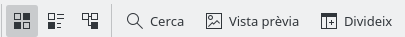 Els botons de la barra d'eines que controlen l'aparença de la vista.
