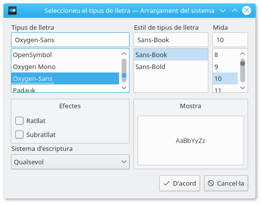 El selector de la lletra.