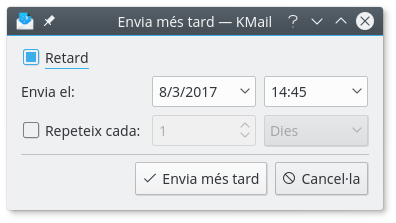 El diàleg de l'Agent d'enviament més tard