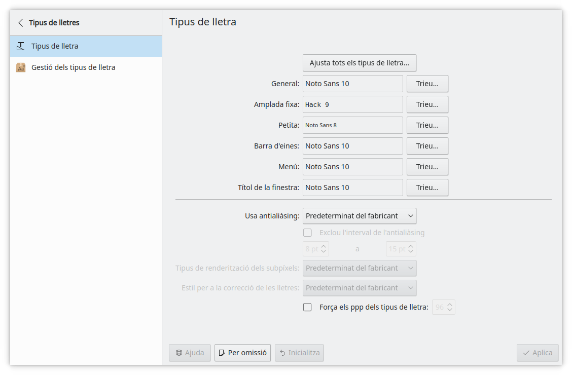 El mòdul d'arranjament de les lletres