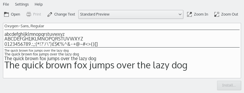 Das Programm KFontview