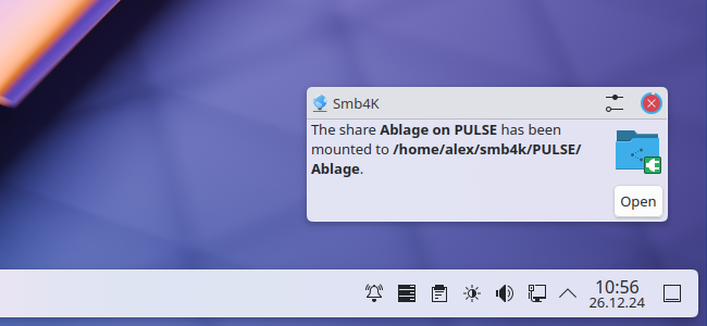 Notification after mounting a share