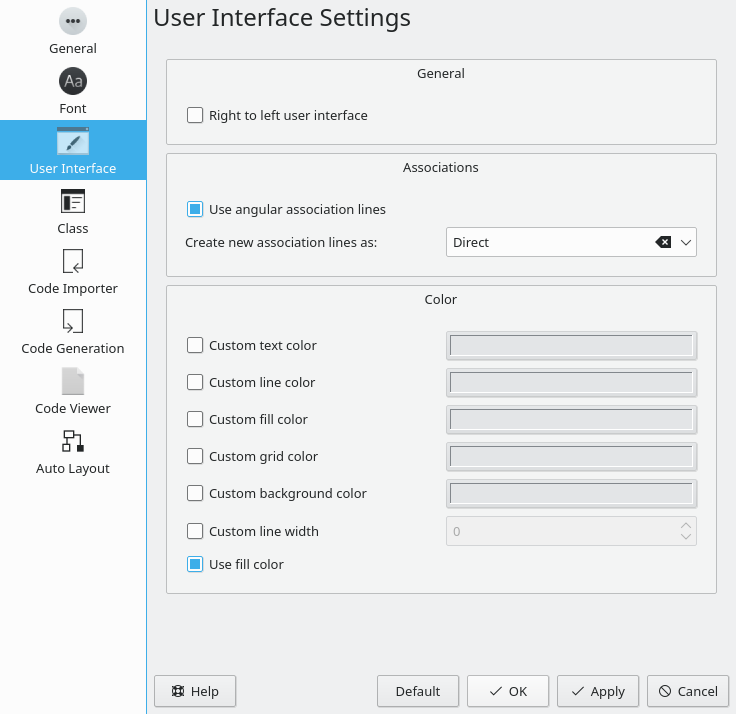 User Interface Settings